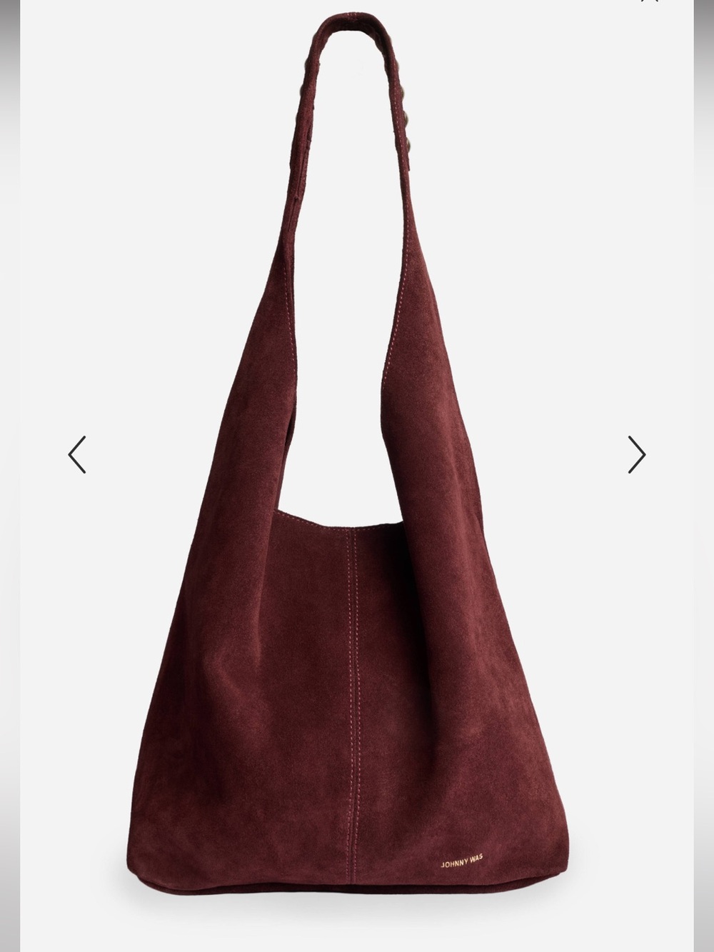 Johnny Was Burgundy Suede Shoulder Hobo